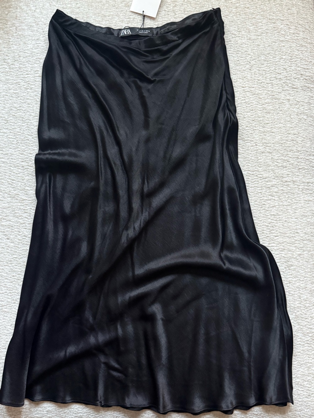Zara Black Satin Midi Slip Dress